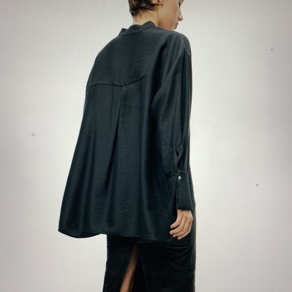 ZARA | Women Collection Oversize Shirt with Cufflinks – Navy, Size S - Picture 12 of 13